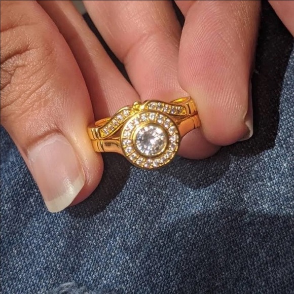 14k gold plated bridal ring set - Picture 9 of 12